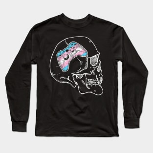 Videogame controller transgender pride skull lgbtq Long Sleeve T-Shirt